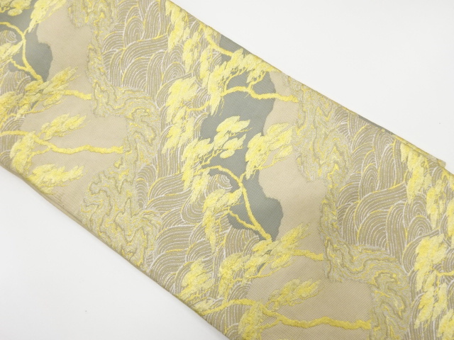 JAPANESE KIMONO / ANTIQUE FUKURO OBI / SILK / WOVEN PINE
